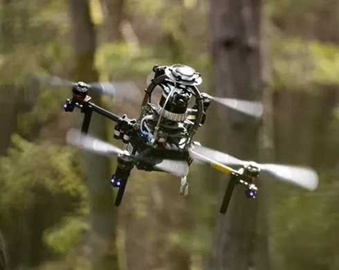 Professional drone flying
